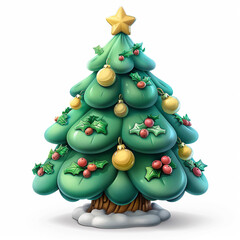 christmas tree isolated on white bacground. Very colorful