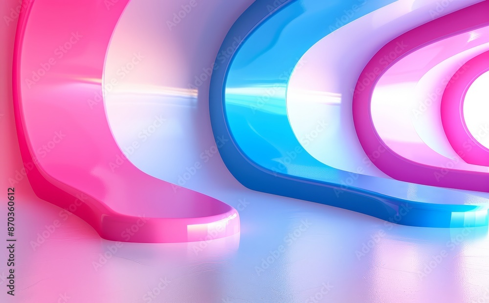 Poster 3d rendering of gradient transparent geometry background.
