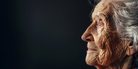 Naklejka premium Reflective Elderly Woman Contemplates Life's Journey