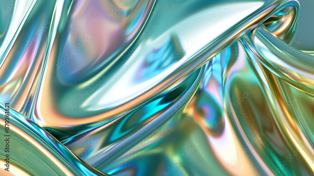 Poster this is an abstract digital fabric with a sci-fi background and holographic foil.