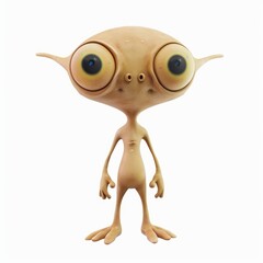 Fototapeta premium 3D Render, Low Poly style of a cute clay alien with three eyes, on isolated white background, Generative AI