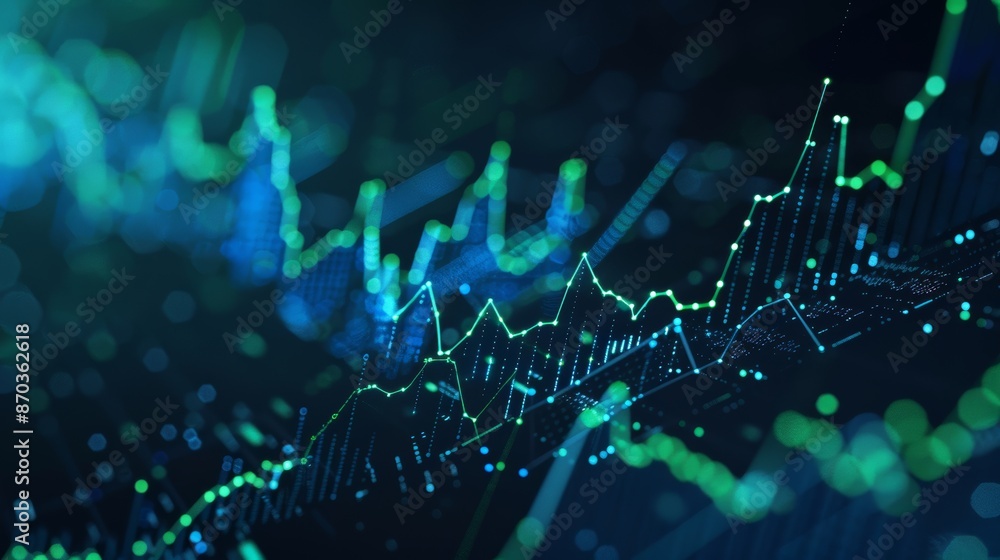 Aufkleber an overview of data visualization, financial schedule, and monitor screen for digital analytics