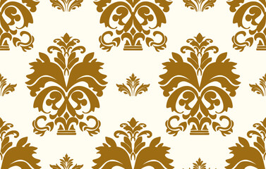 Classic Damask gold color Seamless
Pattern on a white background.