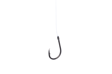 Fishing hook and line isolated on white background