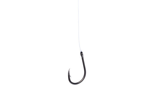 Fishing hook and line isolated on white background