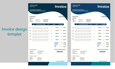 creative invoice design layout whit graphic element
and coloures variation.