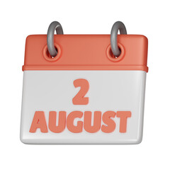 2 August Calendar 3d icon