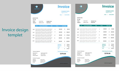 Obraz premium creative invoice design layout whit graphic element and coloures variation.Print