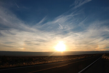 sunset on the road