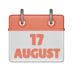 17 August Calendar 3d icon
