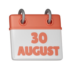 30 August Calendar 3d icon