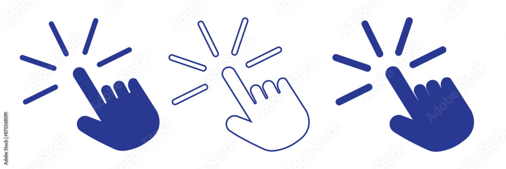 Poster hand click icon set illustration. pointer sign and symbol. hand cursor icon