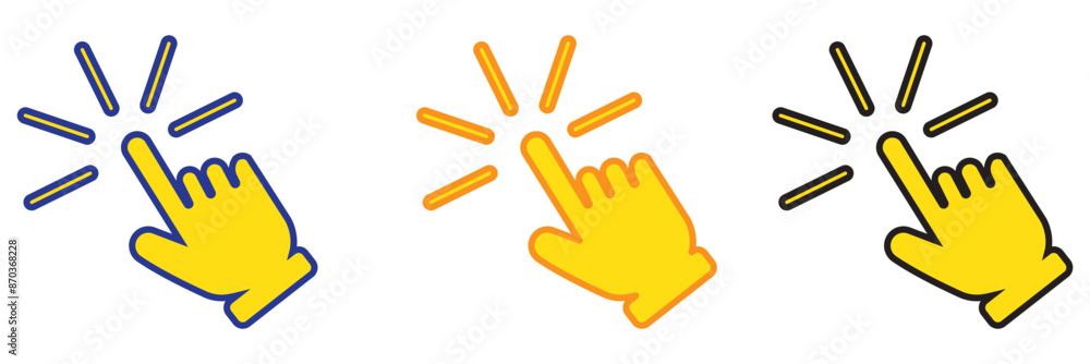 Poster hand cursor icons set. computer mouse, click, pointer, clicking cursor.