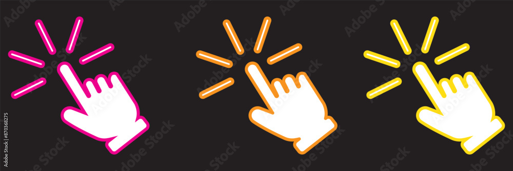 Poster hand cursor icons set. computer mouse, click, pointer, clicking cursor.