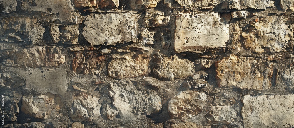 Poster a rustic backdrop showcasing the texture of an ancient stone wall with copy space image.