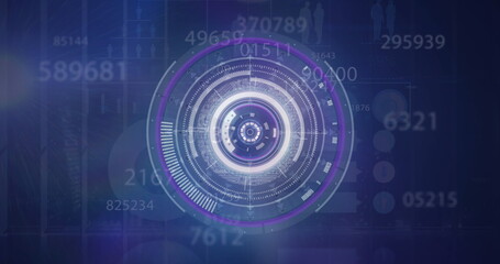 Image of scope and data processing over purple background