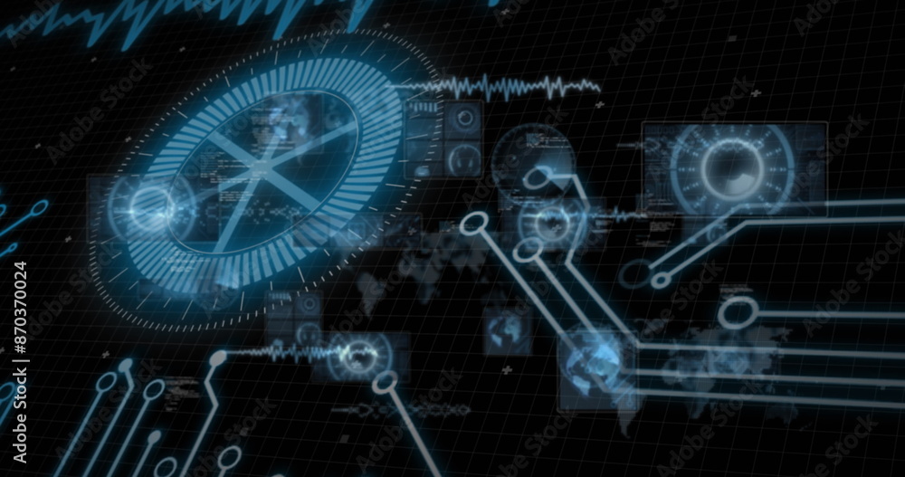 Poster image of data processing over computer circuit board