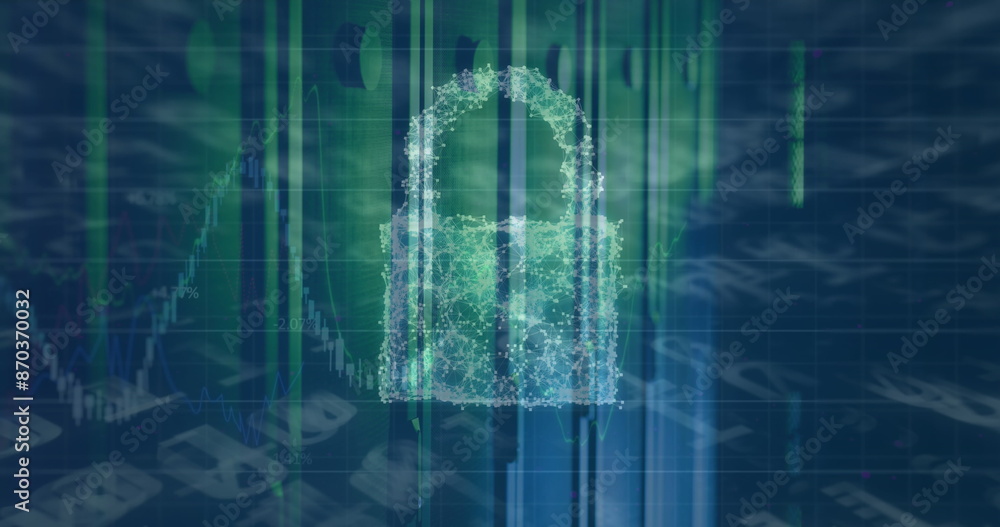 Poster image of padlock and data processing over computer servers