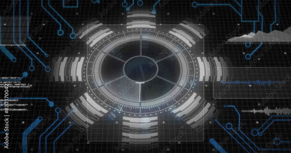 Poster image of data processing over computer circuit board