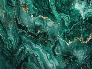 A green and gold marble wall with a gold border