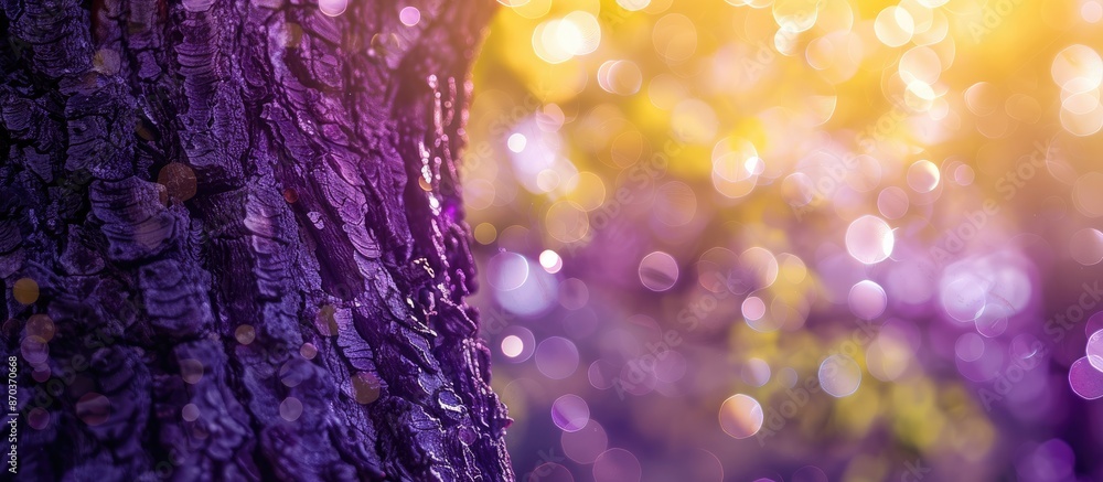 Poster a natural purple bokeh background beneath a tree with copy space image.