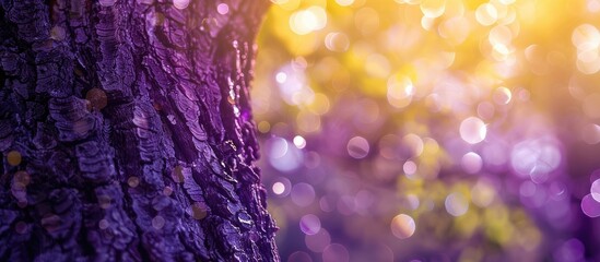 A natural purple bokeh background beneath a tree with copy space image.