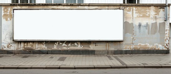Obraz premium A blank billboard on a street wall with banners providing copy space image for your own text.