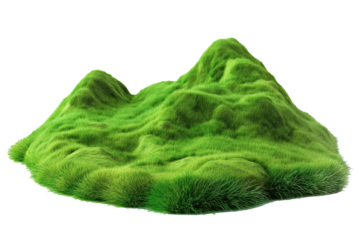 piece of land mountain, green grass isolated on transparent white background, clipping path