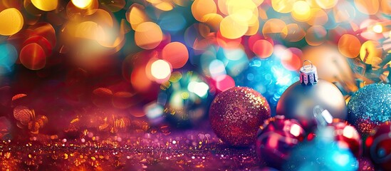 A festive Christmas background with vibrant lights and glares, perfect for a copy space image.