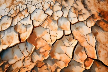 aerial perspective of a salt and clay pan revealing the intricate patterns of its broken surface