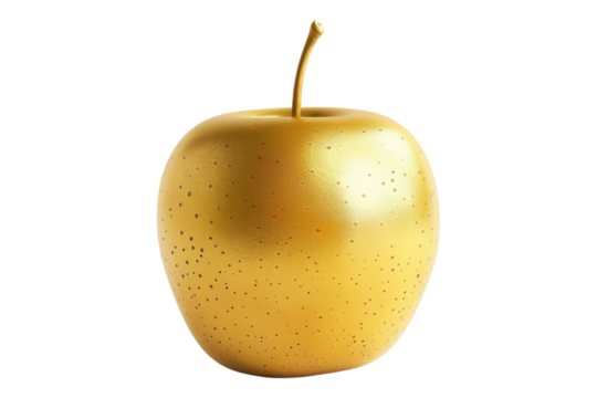 Golden apple isolated on transparent background