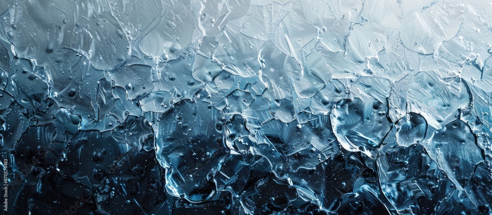 Poster a textured cold frosty surface of ice block offers an ideal background with copy space image on a da