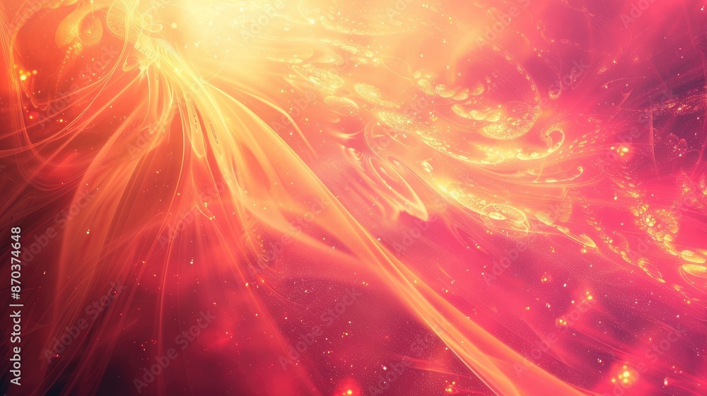 Poster abstract design with soft light flares and a radiant glow, creating an atmosphere of wonder and peac