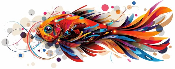Obraz premium Abstract fish with modern design, vibrant colors, dynamic vector illustration.