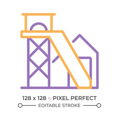 Coal mine two color line icon. Lode of fossil fuel in earth. Extraction of rock and ore. Heavy industry bicolor outline symbol. Duotone linear pictogram. Isolated illustration. Editable stroke