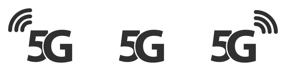 5G network black sign icon vector illustration design
