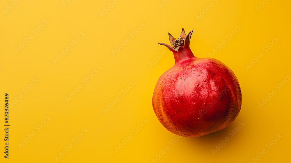 Sticker Pomegranate on yellow background