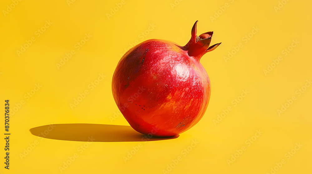 Sticker Pomegranate on yellow background