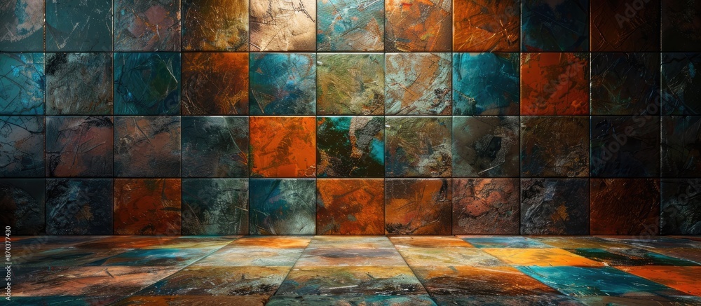 Aufkleber a backdrop with a pattern of abstract tiles providing an opportunity for copy space image.