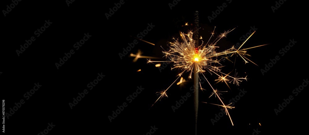 Aufkleber a festive christmas sparkler displayed against a black backdrop, ideal for a copy space image.