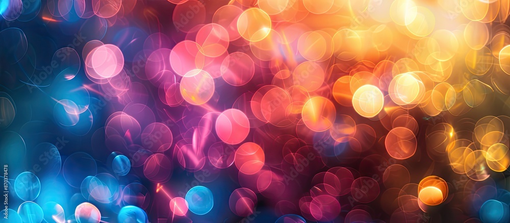 Poster Blurred color lights with a bokeh effect in an artistic background, ideal for adding text or graphics with a copy space image.