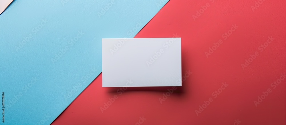 Aufkleber A blank business card mockup on a colored background in a flat lay style with designated copy space image.