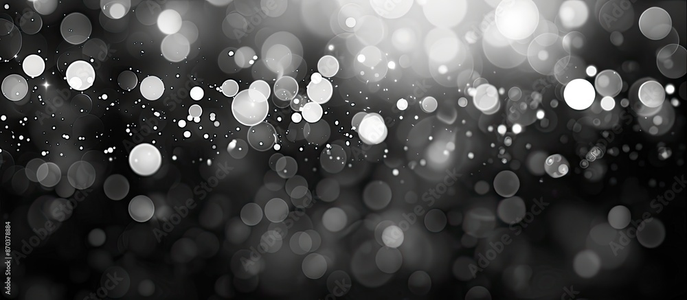 Poster Blurry black and white bokeh providing an abstract background with a festive touch perfect for Christmas and New Year's, with copy space image available.