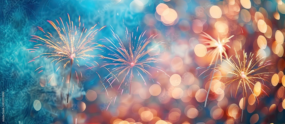 Poster beach fireworks display with room for copy space image.