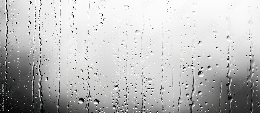 Aufkleber black and white background of the condensation pattern on window glass with copy space image.