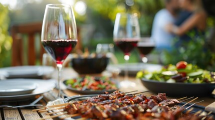 Summer Barbecue with Friends and Wine