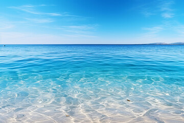 Fototapeta premium Tranquil blue ocean vista, perfect for serene backgrounds and calming designs.