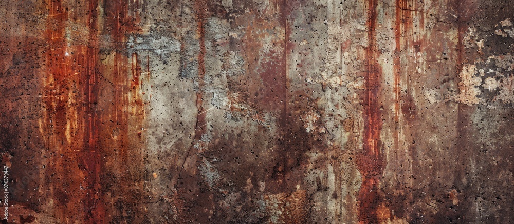 Poster concrete textured background with grunge red brown rust stain, ideal for copy space image.