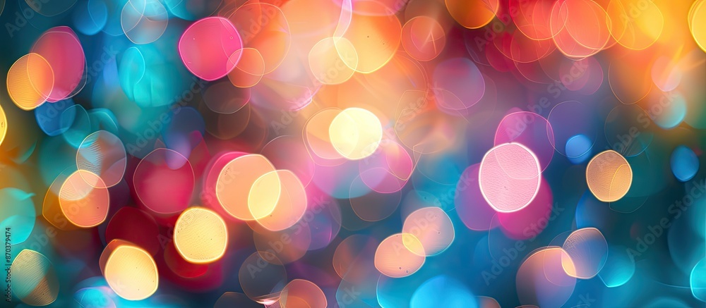 Poster Blurred color lights with a bokeh effect in an artistic background, ideal for adding text or graphics with a copy space image.
