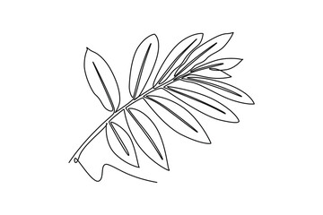 Leaves concept. Single line draw design vector graphic illustration.